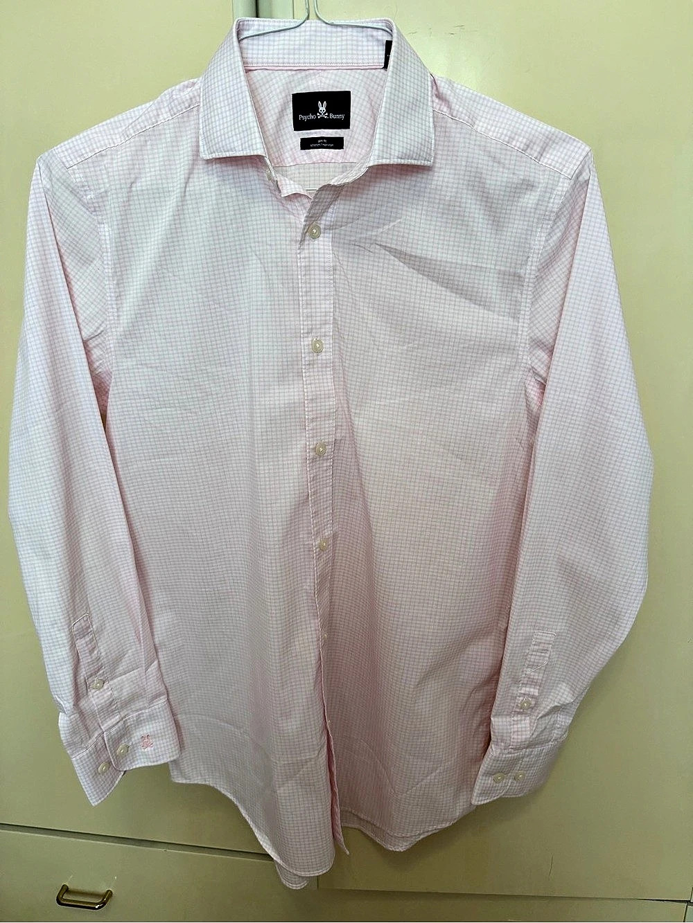 Psycho Bunny Men's Gingham Button Down in Pink & White